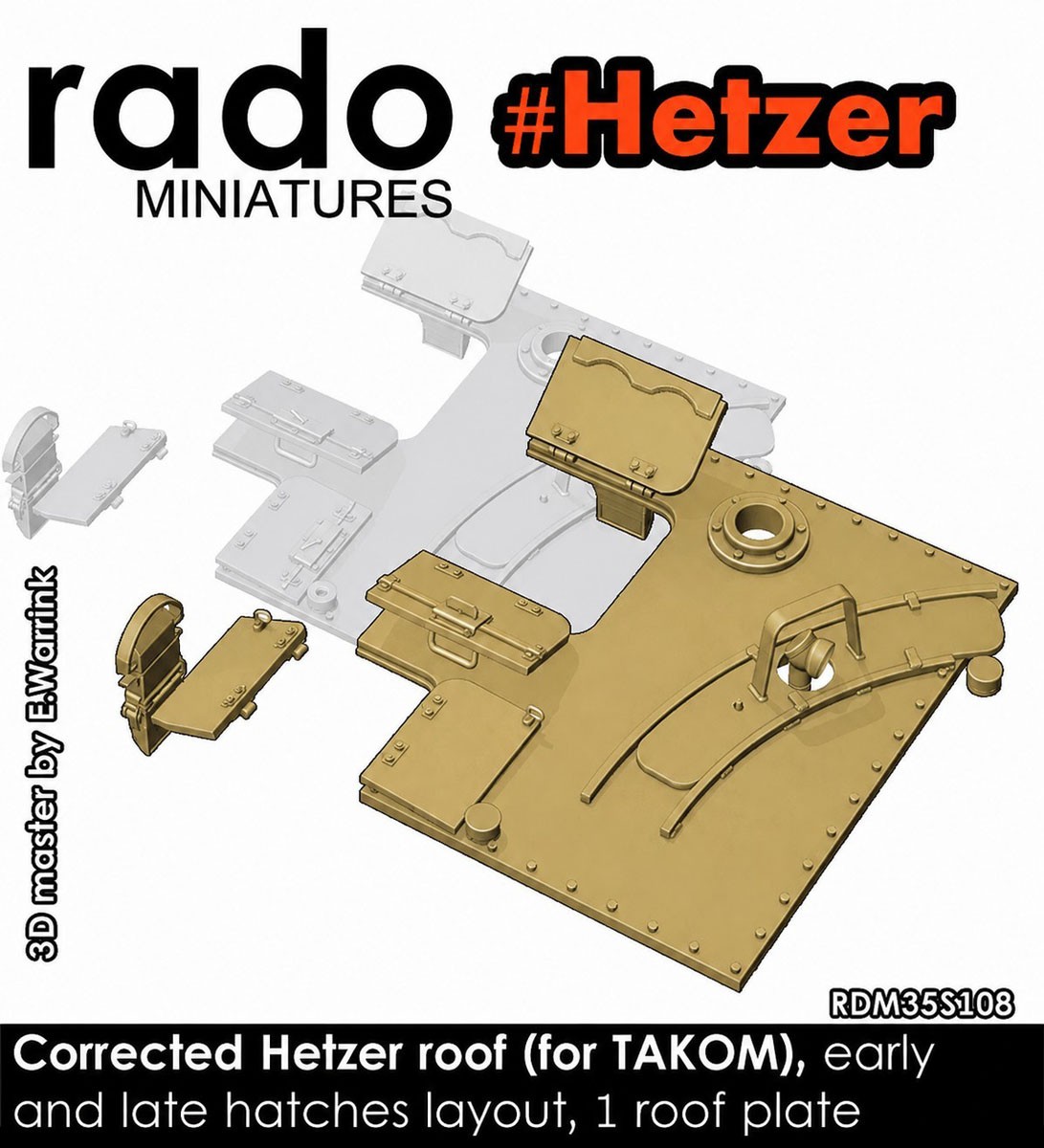 Rado Miniatures WWII Corrected Hetzer roof (for TAKOM) (Plastic model) Bild 2