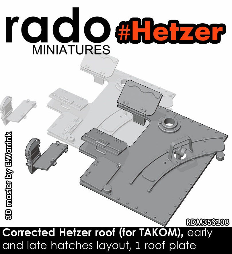 Rado Miniatures WWII Corrected Hetzer roof (for TAKOM) (Plastic model) Bild 8