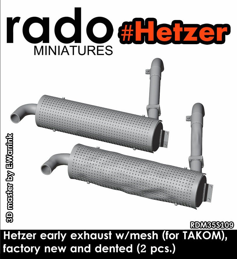 Rado Miniatures WWII Hetzer early exhaust w/mesh factory new and dented (Set of 2) (for TAKOM) (Plastic model) Bild 6