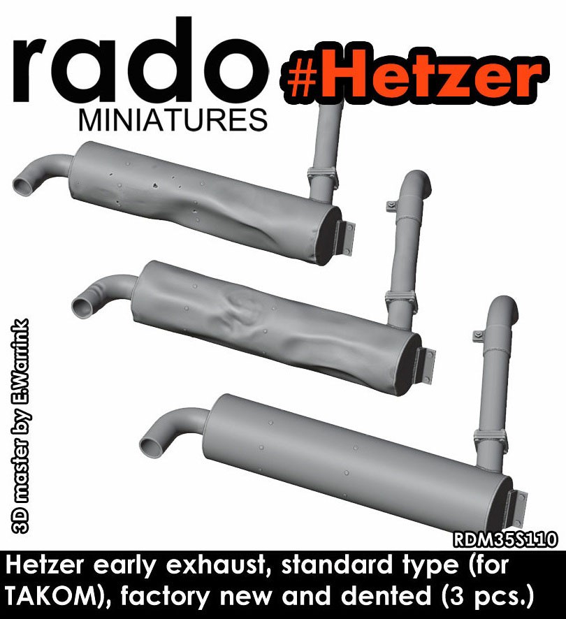 Rado Miniatures WWII Hetzer early exhaust srandard type factory new and dented (Set of 3) (for TAKOM) (Plastic model) รูปภาพ 7