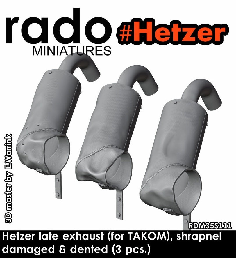 Rado Miniatures WWII Hetzer late exhaust shrapnel damaged &amp; dented (Set of 3) (for TAKOM) (Plastic model) รูปภาพ 5