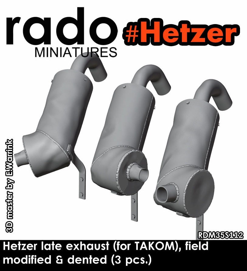Rado Miniatures WWII Hetzer late exhaust field modified &amp; dented (Set of 3) (for TAKOM) (Plastic model) รูปภาพ 5