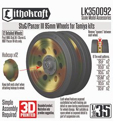 Lithokraft Panzer III 95mm Wheels for Tamiya kits (Plastic model)