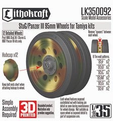 Lithokraft Panzer III 95mm Wheels for Tamiya kits (Plastic model) gambar 1