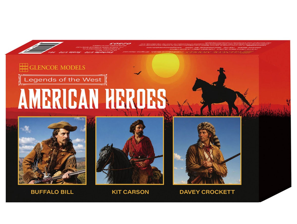Glencoe Models Legends of the West American Heroes Buffalo Bill, Kit Carson, Davey Crockett (Plastic model) Bild 3
