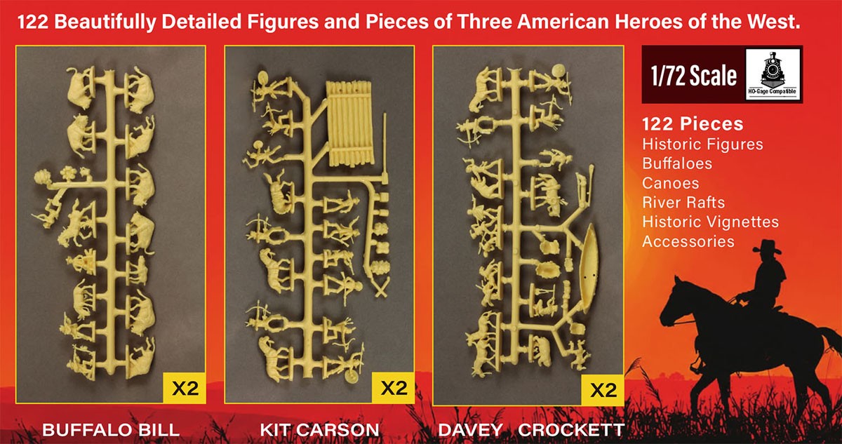 Glencoe Models Legends of the West American Heroes Buffalo Bill, Kit Carson, Davey Crockett (Plastic model) Bild 4