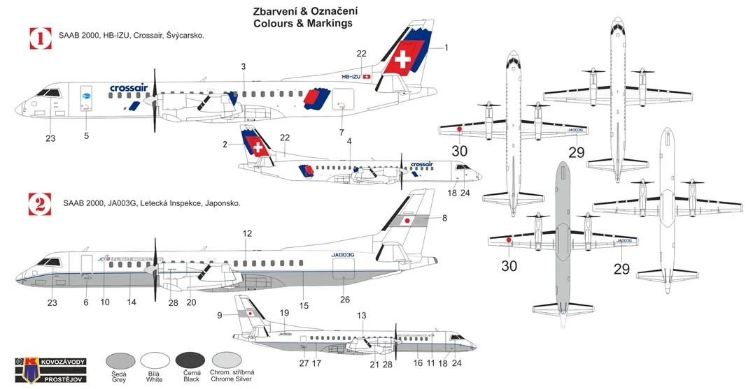 KP Models SAAB 2000 (Crossair/Japan Air Inspection) (Plastic model) image 3