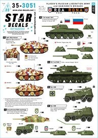 Star Decals ROA / RONA. Vlasov`s Russian Liberation Army and Kaminski`s Brigade. BA-10M, Hetzer, T-34 m/1941, KV-1 m/1941 gambar 1