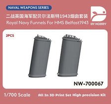 DY Hobby Royal Navy Funnels for HMS Belfast1943 (Set of 2) (Plastic model)