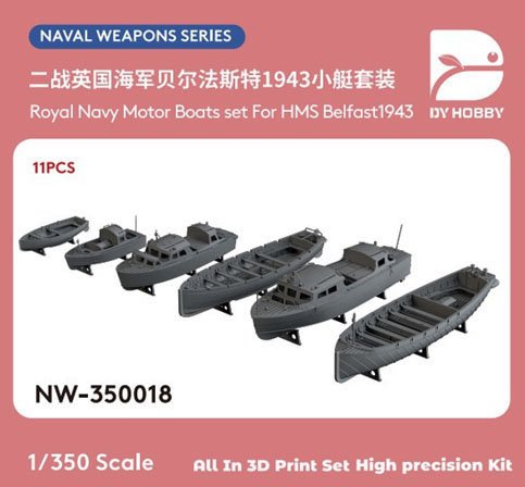 DY Hobby Royal Navy Motor Boats Set for HMS Belfast1943 (Set of 11) (Plastic model) 图片 2