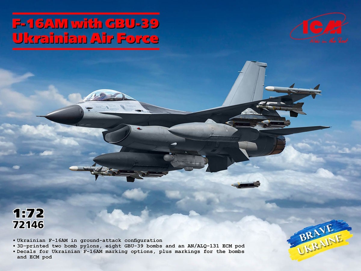 ICM F-16AM with GBU-39 Ukrainian Air Force (Plastic model) รูปภาพ 7