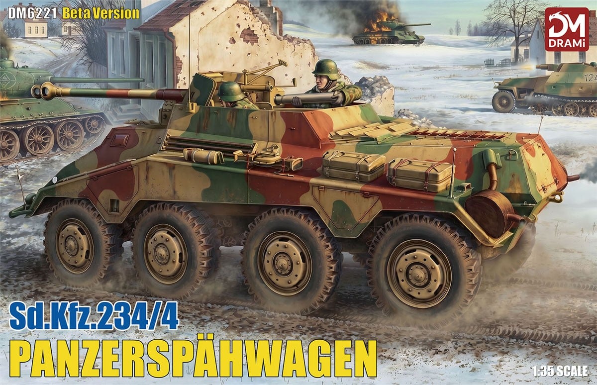 DRAMi Model WW.II 독일군 Sd.Kfz.234/4 장갑정찰차 메탈 포신 / w/에칭파츠 (프라모델) 이미지 2