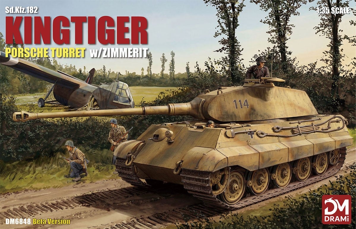 DRAMi Model 2차대전 독일군 Sd.Kfz.182 킹 타이거 포르쉐 포탑 w/짐머리트 (프라모델) 이미지 2