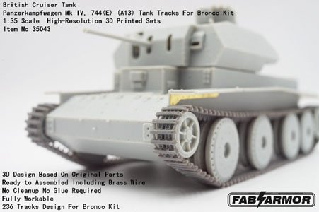 FAB Scale Workable Track Set for German cruiser tank Mk.IV 744(E) (A13) (for Bronco Model) (Plastic model) gambar 2