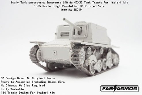 FAB Scale Workable Track Set for Italian Army Semovente L40 da 47/32 Tank Destroyer (for Italeri) (Plastic model) gambar 2