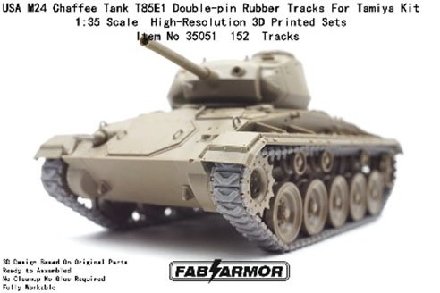 FAB Scale T85E1 Double pin rubber pad type Workable Track Set for US Military M24 Chaffee (Plastic model) hình ảnh 2