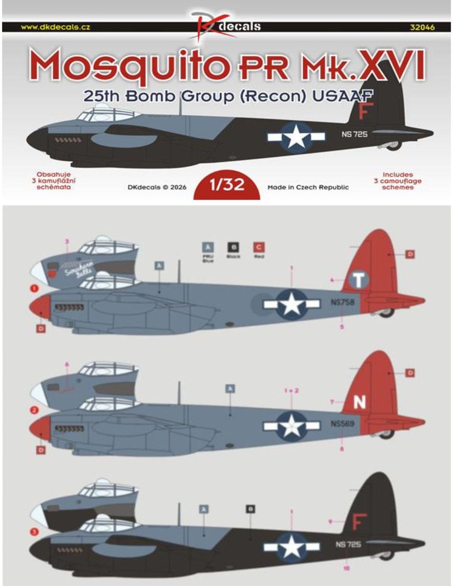 DK Decals Mosquito PR Mk.XVI 25th Bomb Group (Recon) USAAF รูปภาพ 2