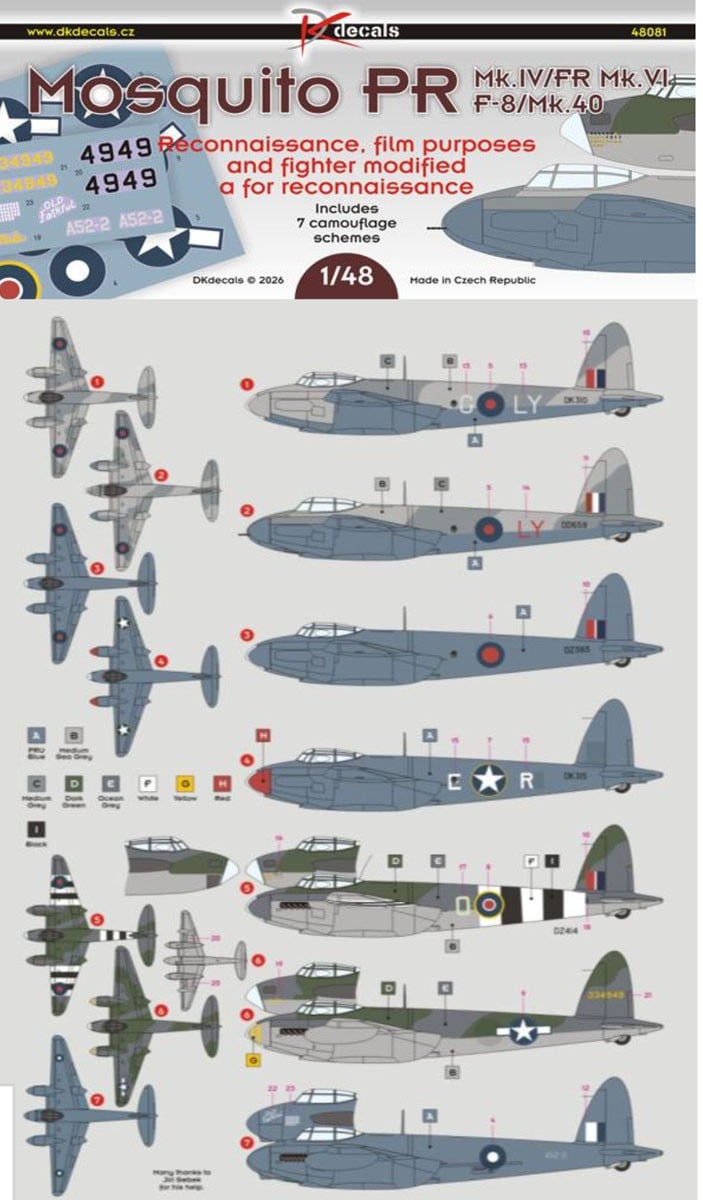 DK Decals Mosquito PR Mk.IV/FR Mk.VI/F-8/Mk.40 รูปภาพ 2