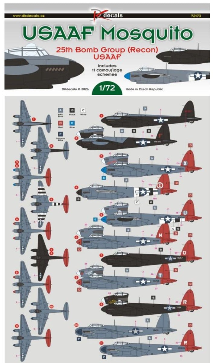 DK Decals Mosquito PR 25th Bomb Group (Recon) USAAF Bild 2