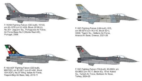 Mark I Models F-16 in service: Portugal, Italy, Greece, Turkey Decal (for Revell) image 2