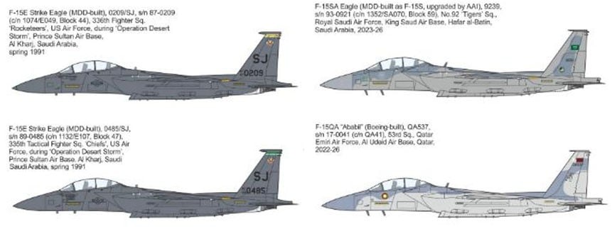 Mark I Models F-15E/SA/QA in USAF, RSAF, QEAF Decal (for Revell) image 2