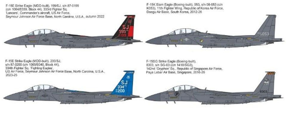 Mark I Models F-15E/K/SG in USAF, ROKAF, RSGAF Decal (for Revell) image 2