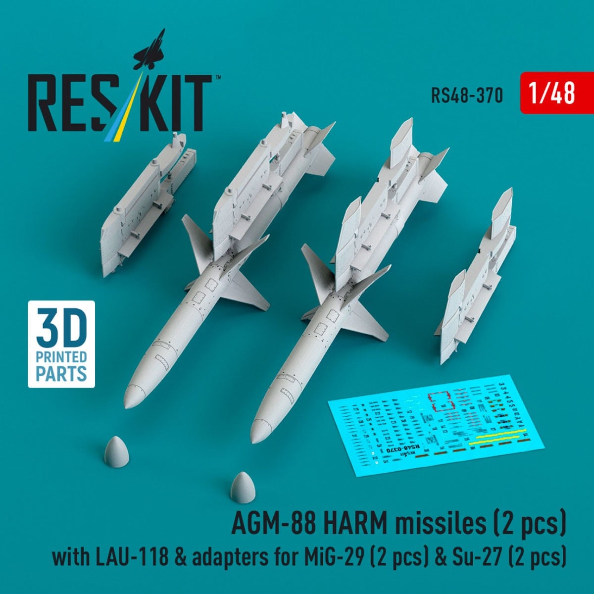 Reskit AGM-88 HARM missiles (2 pices) with LAU-118 &amp; adapters for MiG-29 (2 pices) &amp; Su-27 (2 pices) รูปภาพ 2