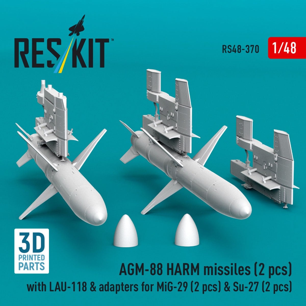 Reskit AGM-88 HARM missiles (2 pices) with LAU-118 &amp; adapters for MiG-29 (2 pices) &amp; Su-27 (2 pices) รูปภาพ 3