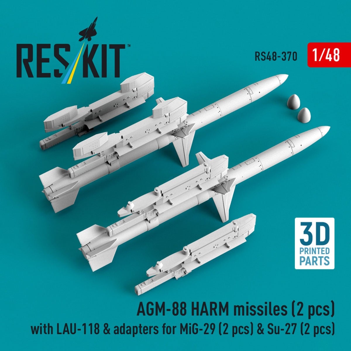 Reskit AGM-88 HARM missiles (2 pices) with LAU-118 &amp; adapters for MiG-29 (2 pices) &amp; Su-27 (2 pices) รูปภาพ 4