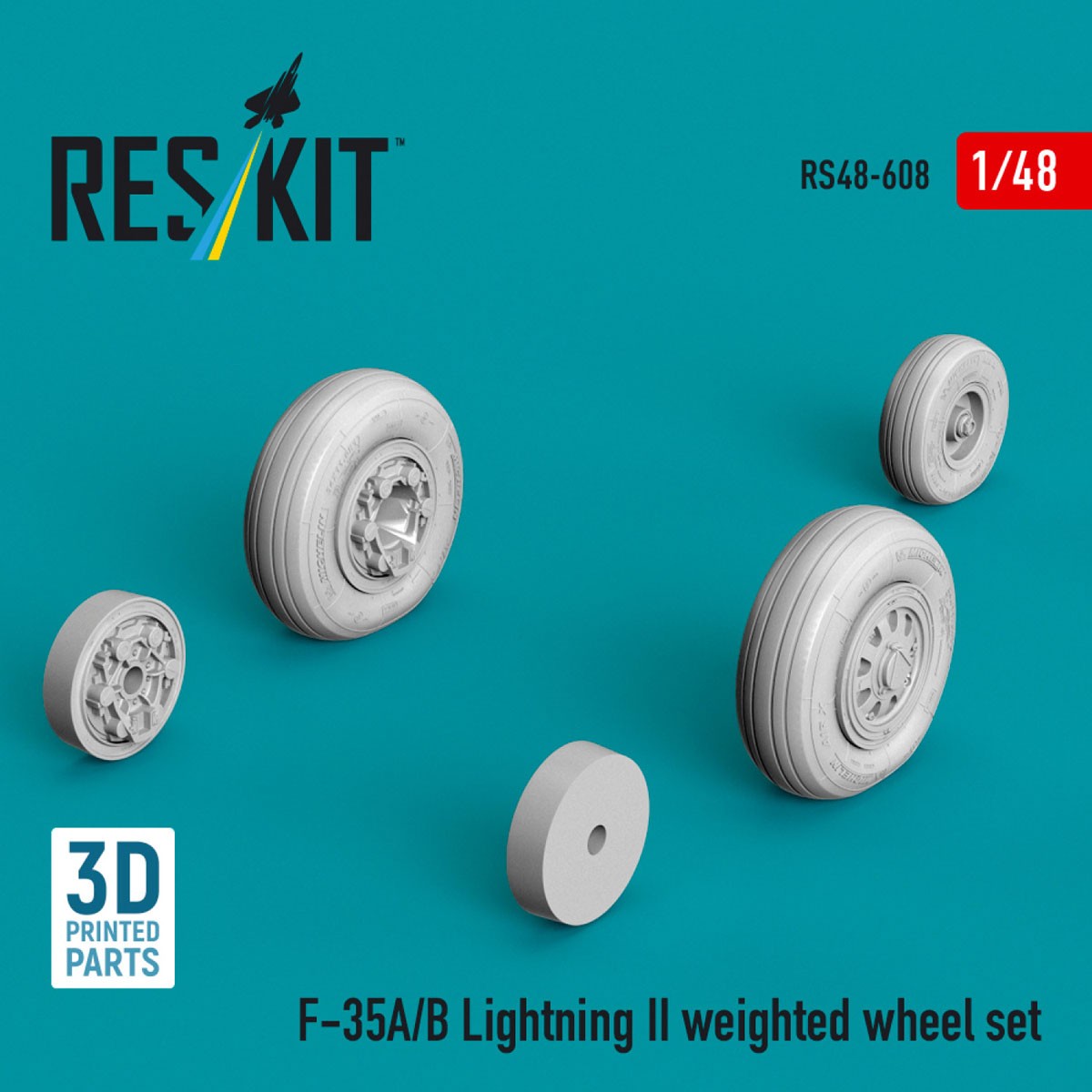 Reskit F-35A/B Lightning II weighted wheel set imagen 3