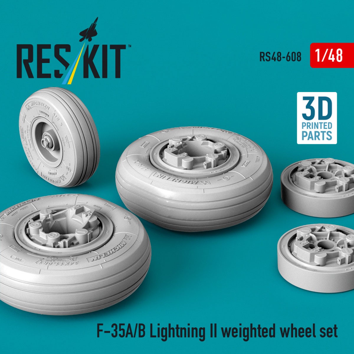 Reskit F-35A/B Lightning II weighted wheel set imagen 4
