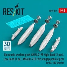 Reskit Electronic warfare pods AN/ALQ-99 High Band (2 pices), Low Band, AN/ALQ-218 (V)2 wingtip pods (2 pices) for EA-18G Growler