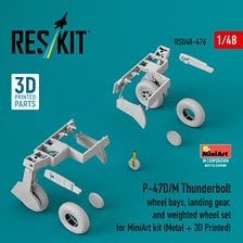 Reskit P-47D/M Thunderbolt wheel bays, landing gear and weighted wheel set (for MiniArt)