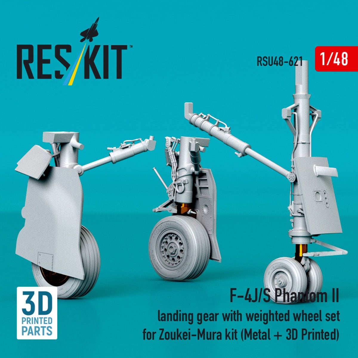 Reskit F-4J/S Phantom II landing gear with weighted wheel set (for Zoukei-Mura) imagen 3