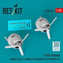 Reskit C-47A Skytrain engines (2 pices), cowlings and propellers (for Trumpeter)