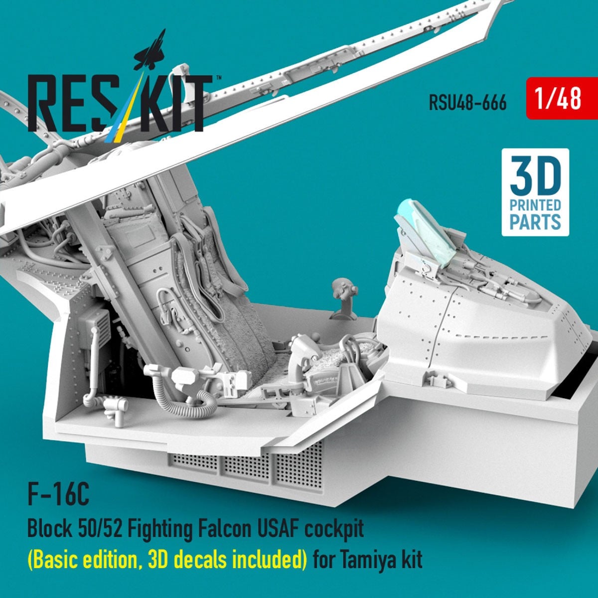 Reskit F-16C Block 50/52 Fighting Falcon USAF cockpit (Basic edition, 3D decals included) (for Tamiya) รูปภาพ 4