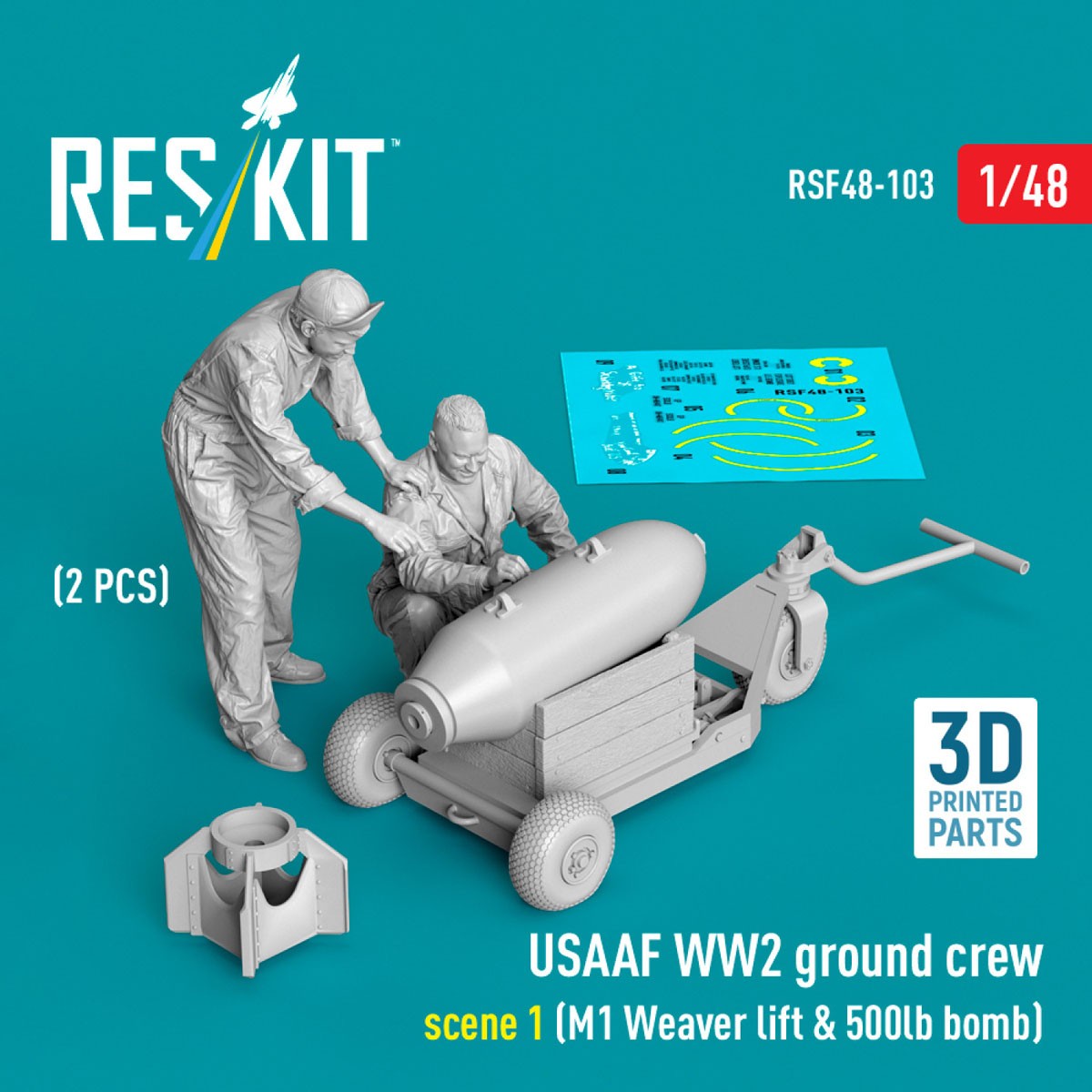 Reskit USAAF WW2 ground crew (2 pices) scene 1 (M1 Weaver lift &amp; 500 lb bomb) imagen 2