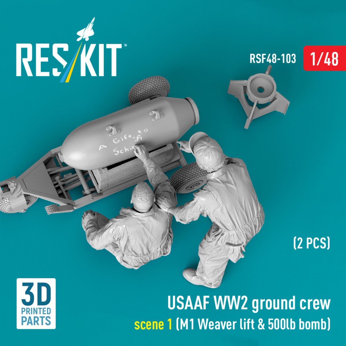 Reskit USAAF WW2 ground crew (2 pices) scene 1 (M1 Weaver lift &amp; 500 lb bomb) imagen 4