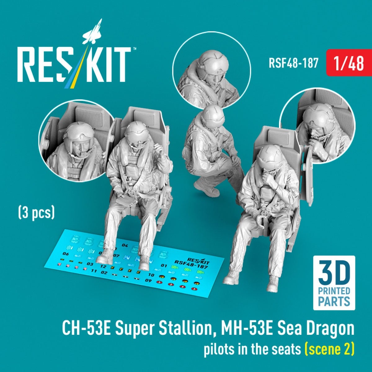 Reskit CH-53E Super Stallion, MH-53E Sea Dragon pilots in the seats (3 pices) (scene 2) 图片 2