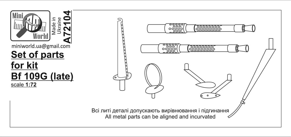 MiniWorld Bf 109G (late) Detail parts set hình ảnh 2
