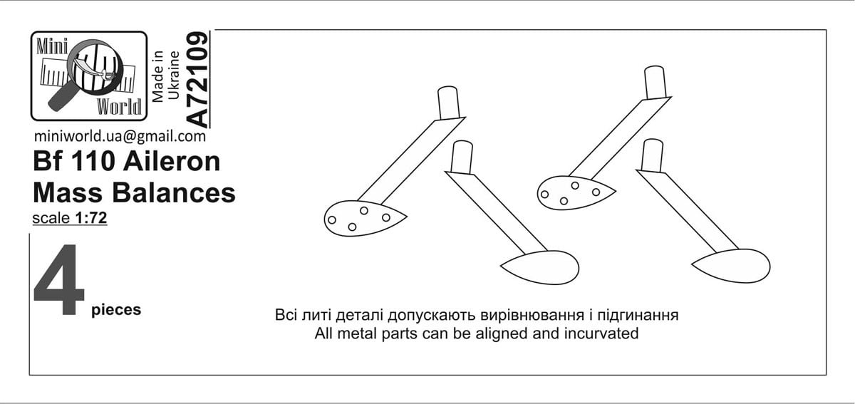 MiniWorld Bf 110 Aileron Mass Balances (4 pieces) image 2