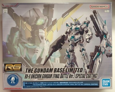 Bandai Spirits RG 1/144 Gundam Base Limited Mobile Suit Gundam Unicorn RX-0 Unicorn Gundam (Final Battle Version) [Special Coating]