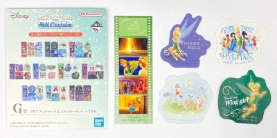 Bandai Spirits Ichiban Kuji Disney World of Imagination G Prize: Tinker Bell Clear Bookmark & ??sticker Set