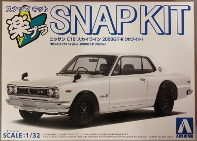 Aoshima 1/32 Rakupla Snap Kit Nissan C10 Skyline 2000GT-R (White) 16WH