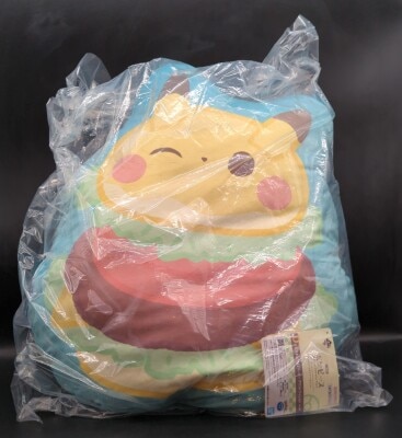 Bandai Spirits Ichiban Kuji PokePeace Welcome to the PEACE Diner Prize D-Prize Pikachu-like Burger Print Cushion