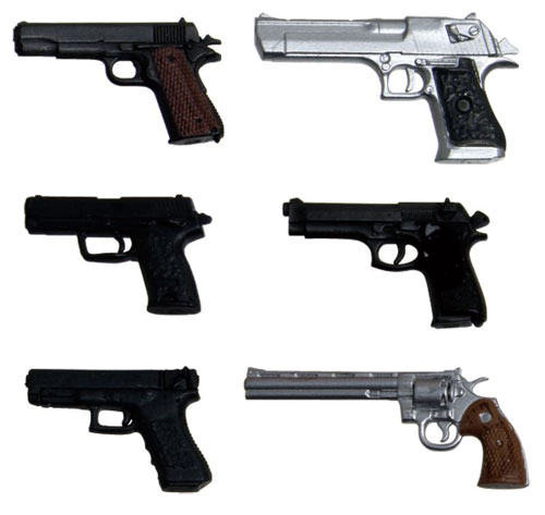 Platz 1/12 Realistic Weapon Series - Realistic Handgun (6 Types) Plastic Model