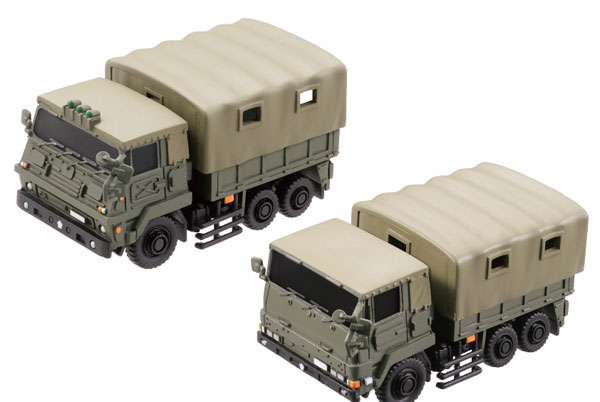 Kaiyodo mini Q Miniature Cube - 008 JGSDF 3 1/2 Ton Truck New & Old Set (Type 73 Large Truck) Complete Figure
