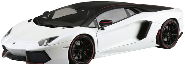 Aoshima The Super Car No.12 1/24 '14 Lamborghini Aventador Pirelli Edition Plastic Model gambar 1