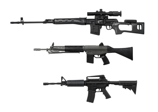 Platz 1/12 Realistic Weapon Series Realistic Rifle (3Types 2 Each) Gun Metallic Coating Ver.