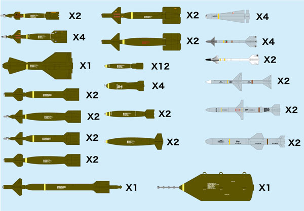 Platz 1/144 Aviation Armament Series Modern Aircraft Weapon Set 2 Guided Bomb & Missile '70 - Plastic Model